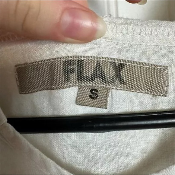 FLAX white linen pullover hoodie long sleeve pockets size small H48 - Picture 2 of 4